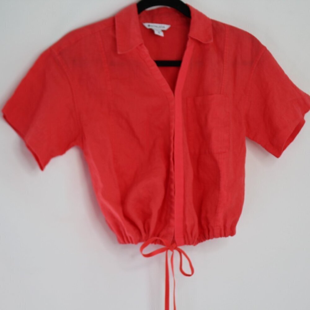 Athleta Playa Coral Linen Cropped Tie Top Womens XSmall